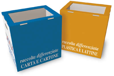 contenitori in cartone per raccolta differenziata
