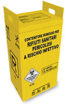 contenitore 60 litri per rifiuti sanitari pericolosi in polipropilene giallo